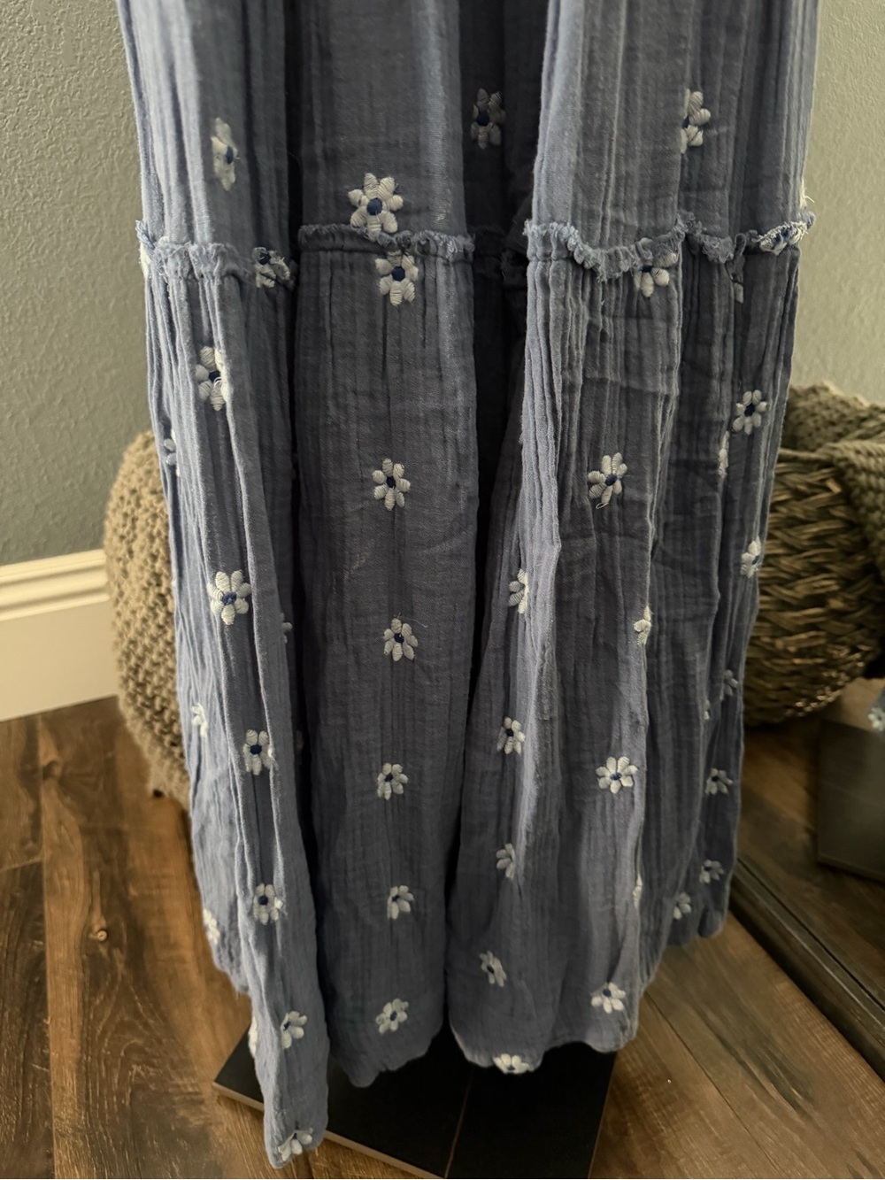 Free People Dahlia Embroidered Maxi Dress in Dusty Blue - Picture 6 of 9